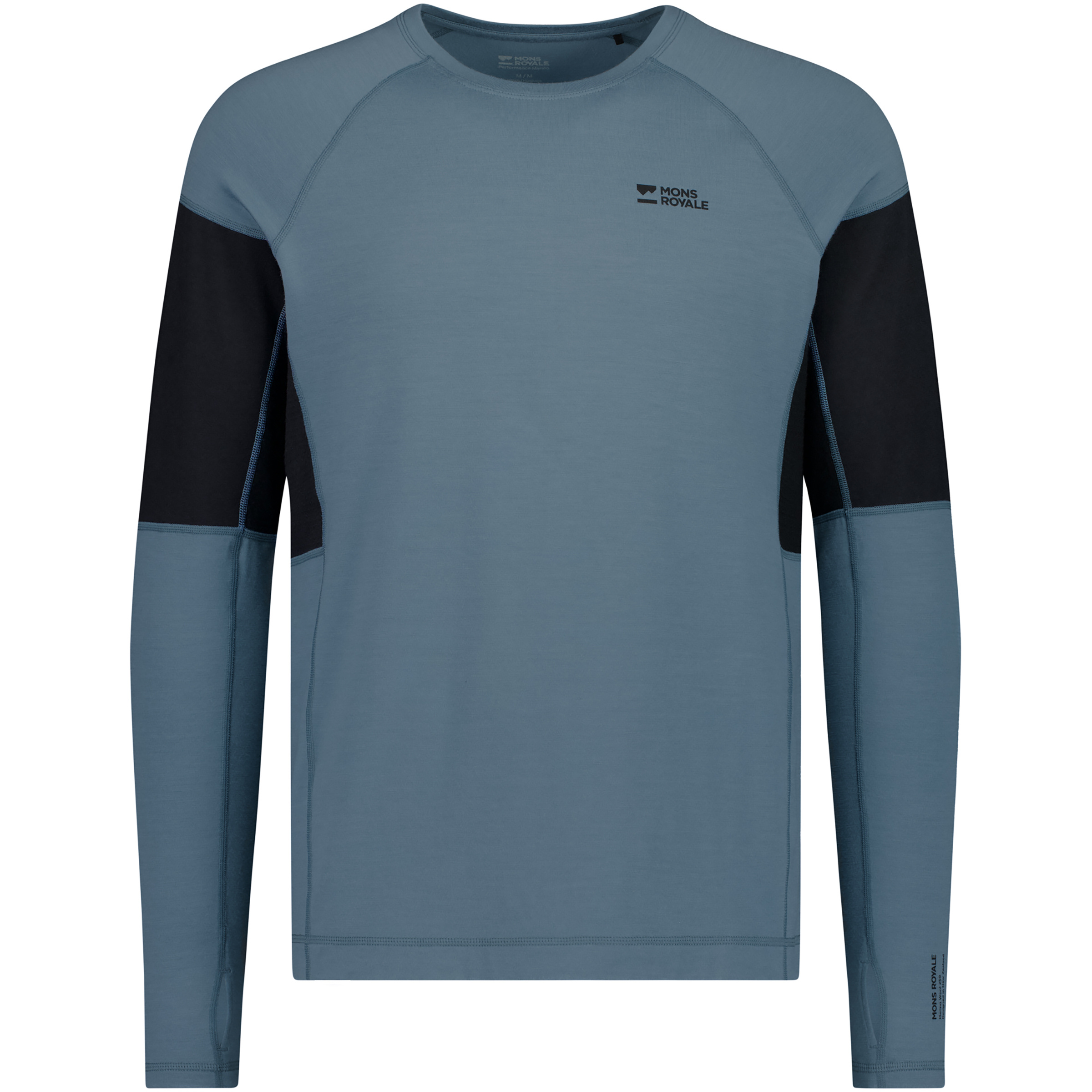 Mons Royale Olympus Merino Herren Langarm Unterhemden blau Größe S Schnell trocknend Merinowolle