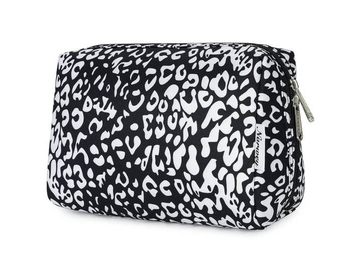 Kulturtasche Groß Schwarzer Leopard, Mehrfarbig, 17x9.9x22.9 cm, Badaccessoires, Kosmetikdosen