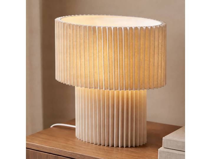 Tischlampe Tazia Lindby, creme / amber, für Wohn- / Esszimmer, Textil / Stoff / Seide