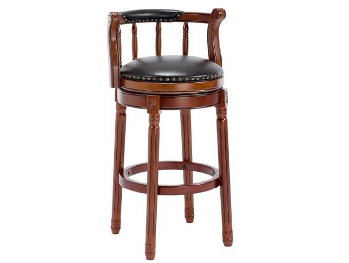 AULIFE Barhocker, gepolsterter Barstuhl mit niedriger Rückenlehne (schwarz, Sitzhöhe 75cm)