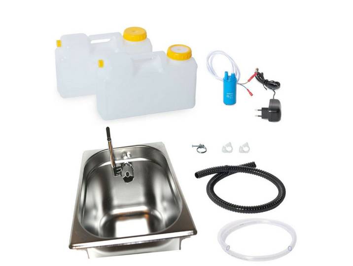 ad-ideen Waschbecken 230V Miniküche Gartenhaus Bausatz 325x265x150mm Integ. Marktstand