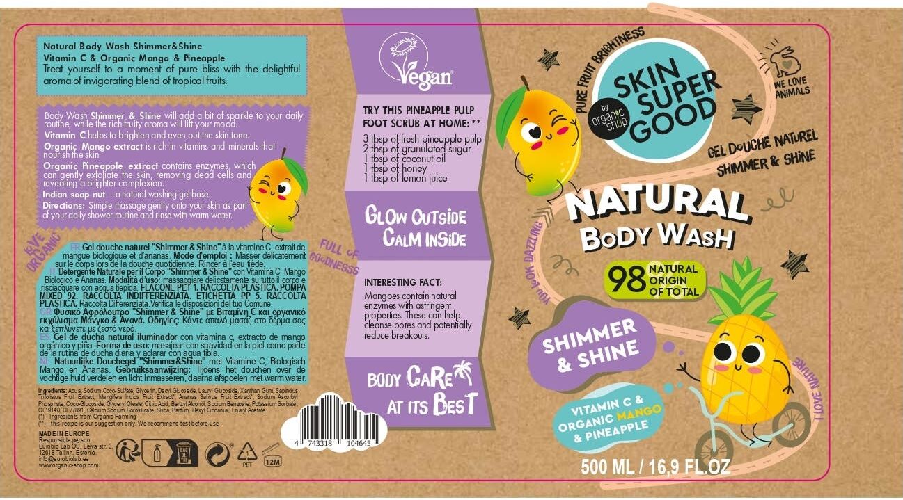 Organic Shop Skin Super Good Shimmer & Shine Gel de Ducha 500 ml