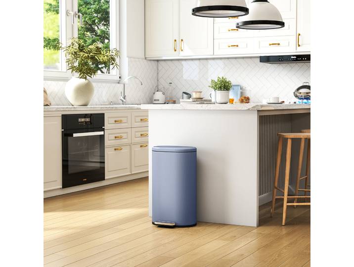 HOMCOM Poubelle Cuisine 30L à Pédale avec Seau Amovible
