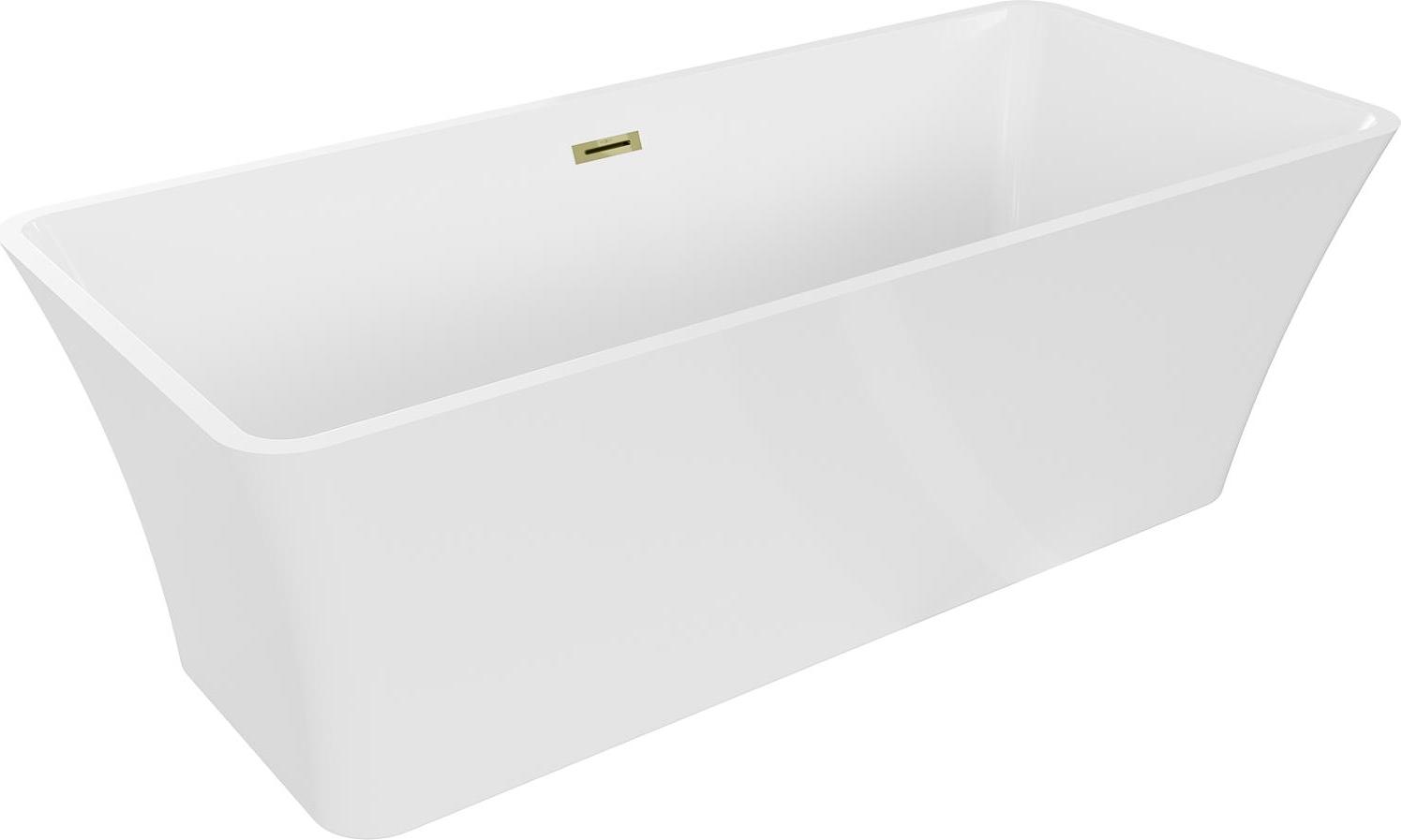 Mexen Tonia freistehende Badewanne 170 x 75 cm, weiß, Überlaufgold - 52171707500-50