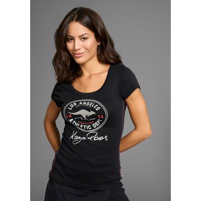 T-Shirt KANGAROOS, Damen, Gr. 48/50, schwarz, Rippware, Obermaterial: 100% Baumwolle, bedruckt, kontrastfarbene Details, sehr figurbetont hüftbedeckend, Rundhals, Shirts T-Shirt, Kurzarm, sehr figurbetont, im Vintage-Design, Rundhalsausschnitt,...