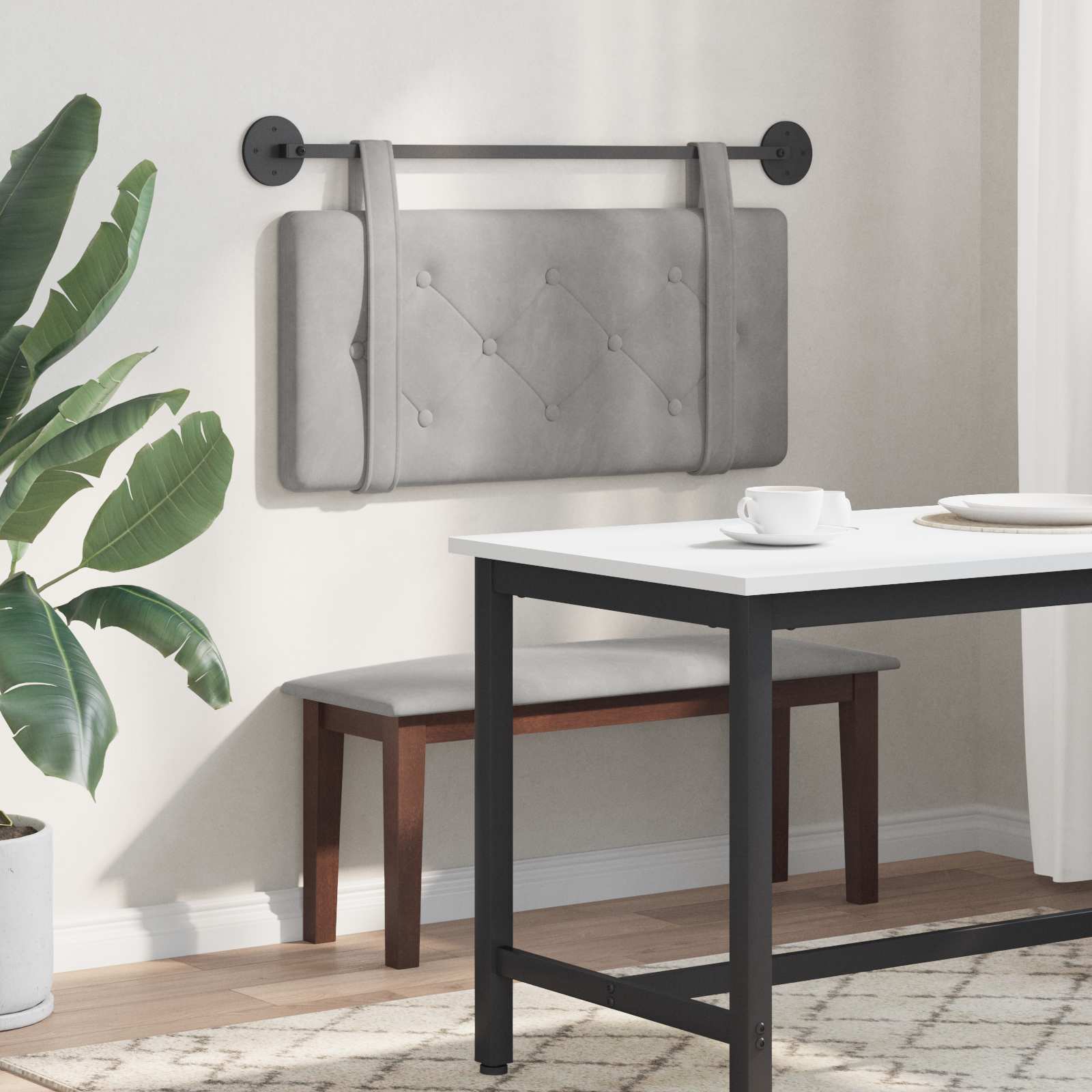vidaXL Tête de lit suspendue Gris clair Velours