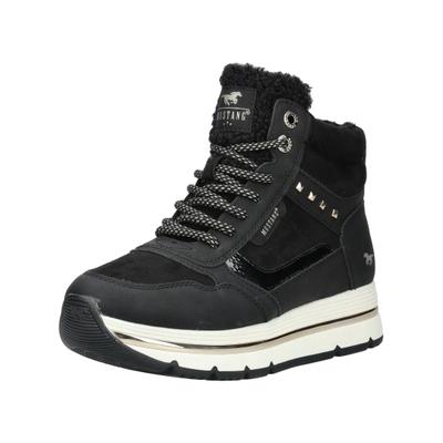 Sneaker MUSTANG SHOES "Mustang Shoes Sneaker Lederimitat/Textil", Damen, Gr. 38, Textil, schwarz, Lederimitat, Textil, Schuhe Sneaker