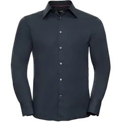 Russell Collection Körperbetontes Tencel® Hemd - Langarm, navy, XL