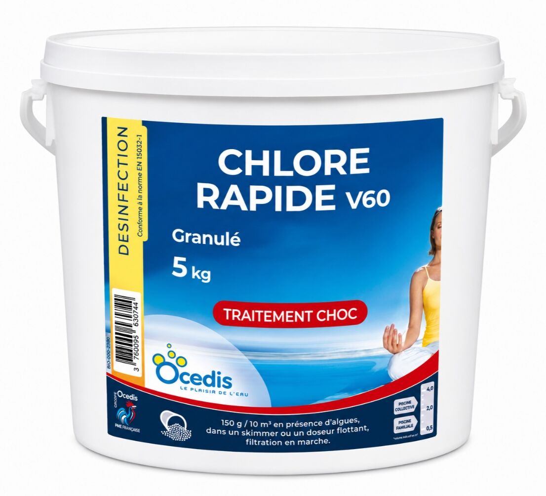 Traitement piscine OCEDIS chlore rapide V60 granulés seau 5kg