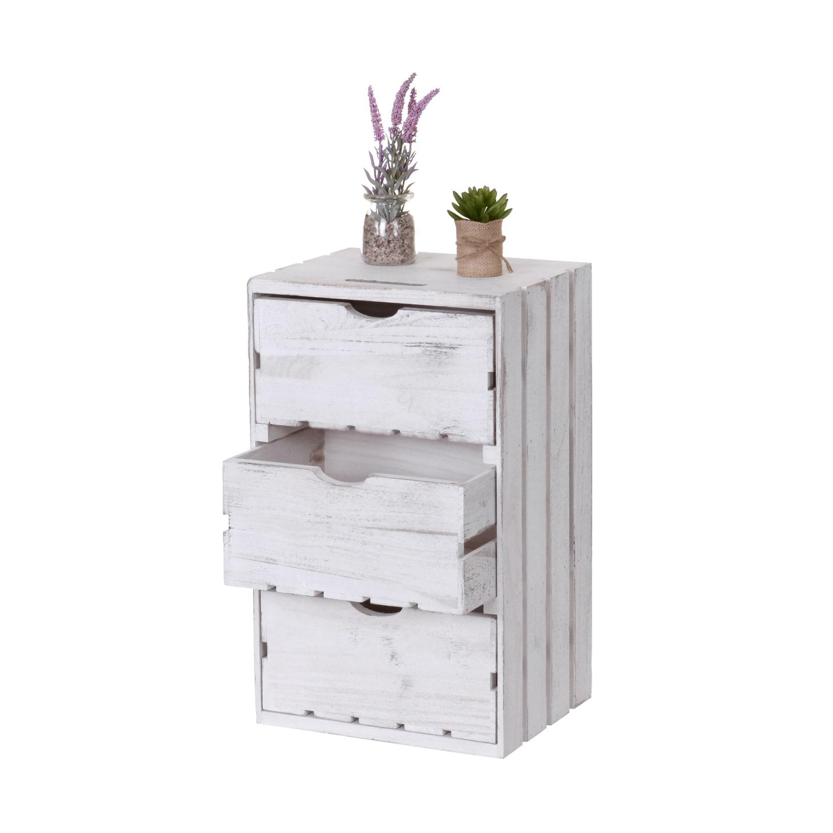 Kommode MCW-C62, Schubladenkommode Holzkiste, Shabby-Look Vintage 3 Schubladen 53x32x26cm ~ weiß