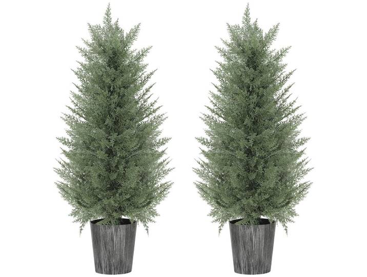 Homcom Kunstpflanze Kunststoff Metall Grün 2er Set, 90 cm, Dekoration, Blumen & Blumentöpfe, Kunstpflanzen