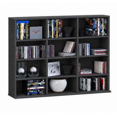 Standregal VCM "Holz CD DVD Standregal Bücherregal Regal Megosa L", schwarz (anthrazit), B:102cm T:23cm, Regale, Standregal