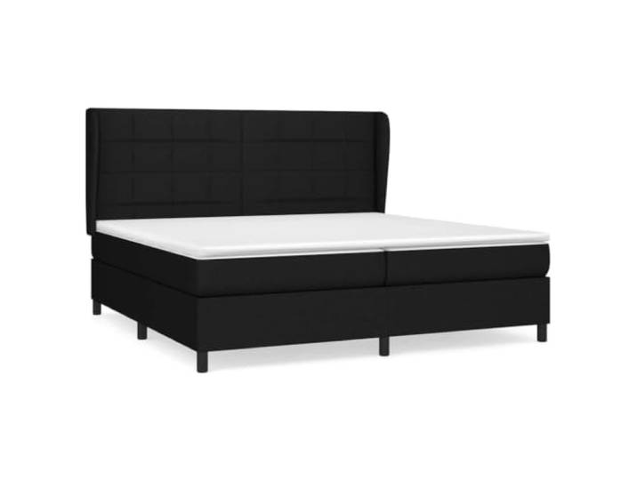 PUGYNBK Boxspringbett, 200 x 200 cm, mit Textilmatratze, Schwarz Verstellbares Kopfteil, Taschenfedern, mittlere Unterstützung, atmungsaktiv, langlebig
