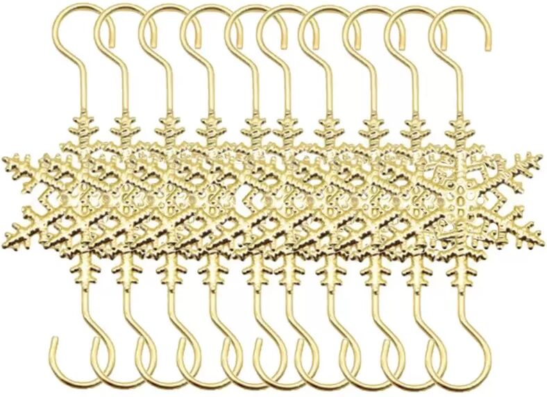 INF Schneeflocken-Ornamenthaken – 10er-Set Metall-Hängehaken für Weihnachtsdekorationen Gold