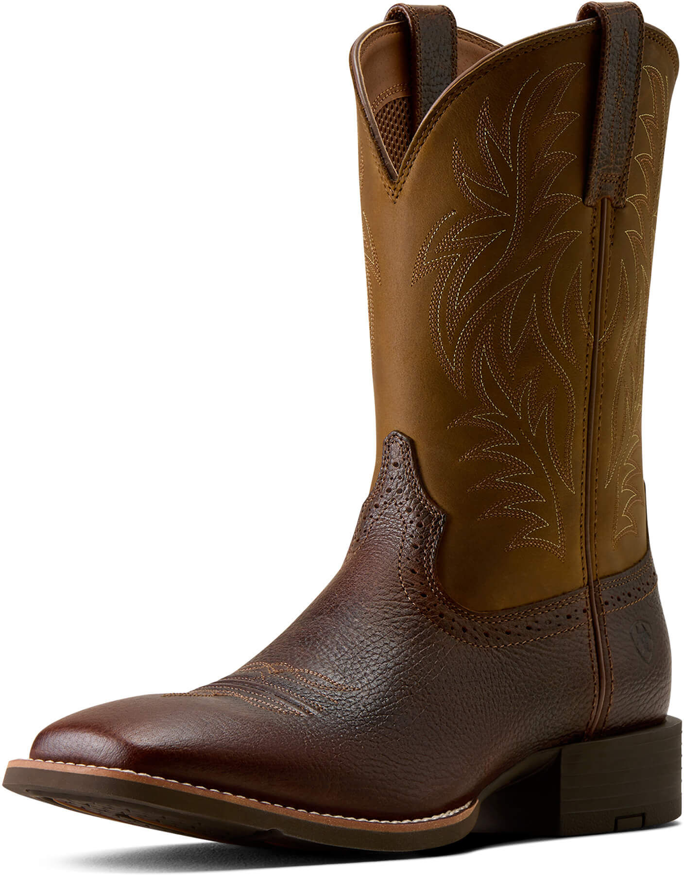 Men's Sport Western Wide Square Toe Cowboy Boots in Fiddle Brown, Size: 8 EE by Ariat