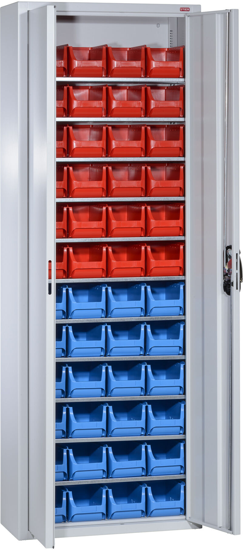 STIER Magazinschrank mit 48 Sichtlagerkästen, H1980xB700xT300mm (904250)