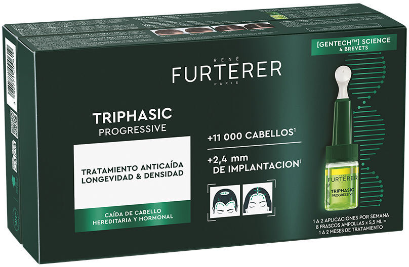 Rene Furterer 8 ampoules Triphasic Progressive Gentech contre la chute progressive des cheveux