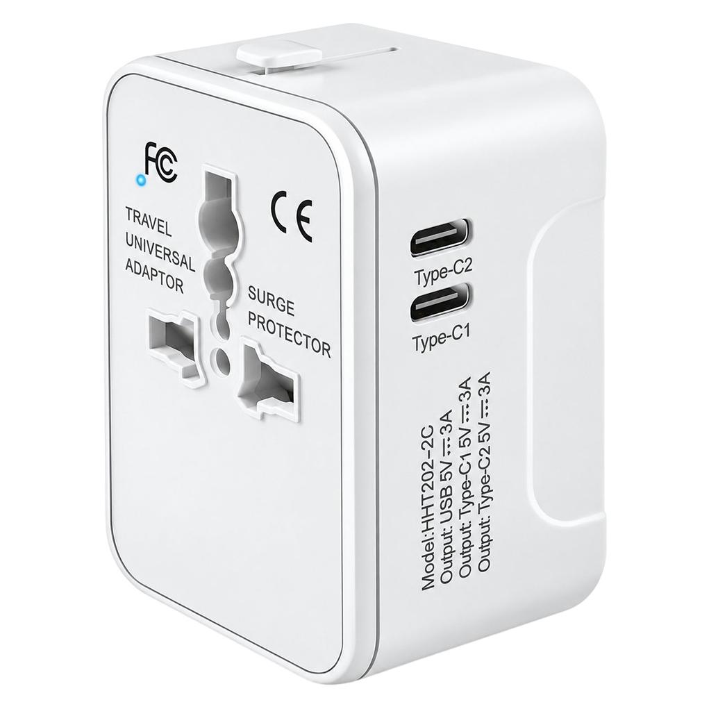 Techsuit - Travel Adapter (HHT202-2C) - 2 x USB-C, EU, UK, AUS, US - White (56354582)