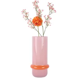 present time, Vase, Vase Animado Anillo large soft pink w. bright orange (1x)