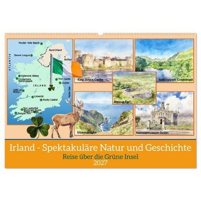 Irland - Spektakuläre Natur und Geschichte (Wandkalender 2027 DIN A2 quer), CALVENDO Monatskalender