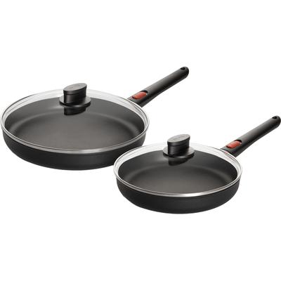 Pfannen-Set WOLL "MADE IN GERMANY - Eco Lite QXR", schwarz, H:5cm Ø:28cm, Pfannen, Abnehmbarer Stiel, Antihaftbeschichtet