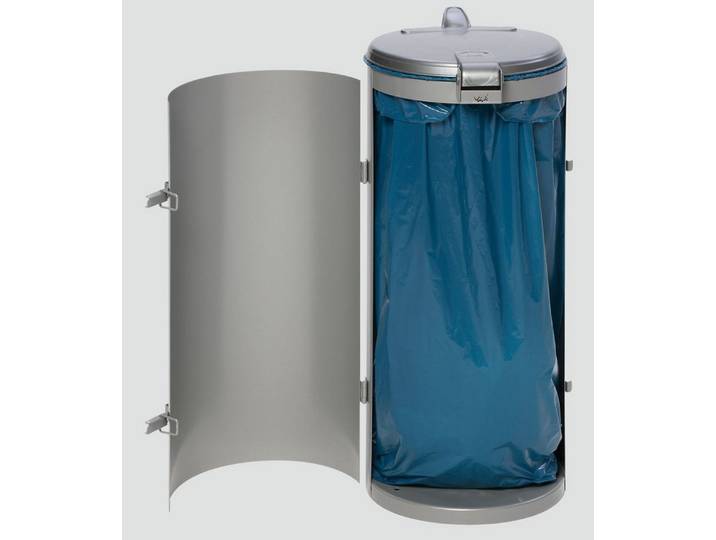 PROREGAL® Mülleimer Kompakter Abfallsammler Deckel 35cm Öffnung 90x45x45cm Silber