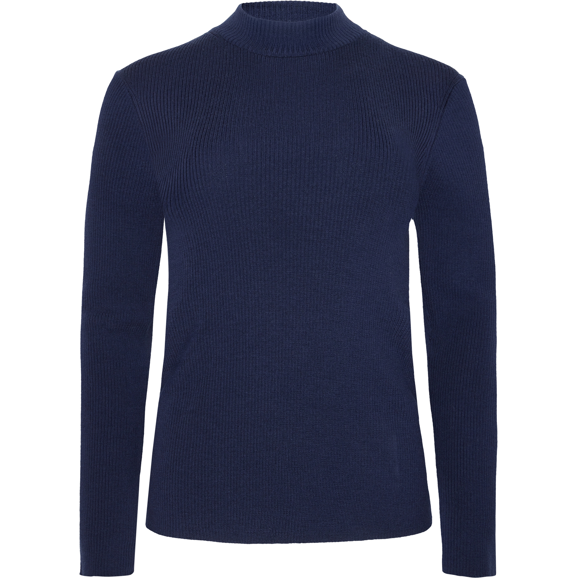 KnowledgeCotton Apparel Merino Rib Mock Neck Damen Longsleeves Merino blau Größe L Lifestyle Hautfreundlich Merinowolle