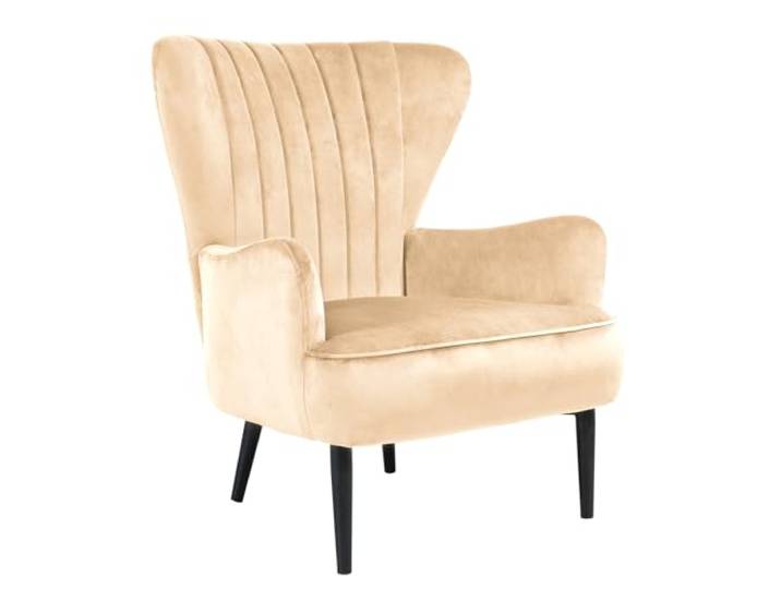 SVITA Arthur Sessel Relaxsessel Ohrensessel Modern Gepolstert Samt Hellbraun