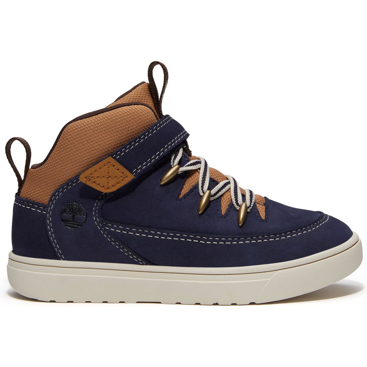 Timberland Kids Mid Hook & Loop Sneaker dkbluenbkwmdbrn 7 TB0A5PVHAAV1-7