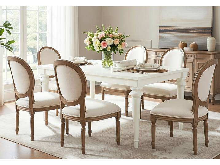 Table 182 x 76 x 90cm Sans rallonge Blanc/Pin blanc verni