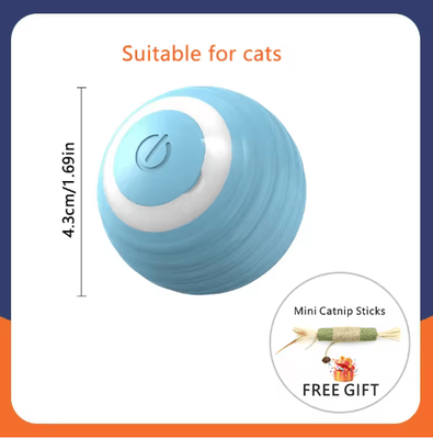 Inspire Picks Smart Rolling Catnip Chase Ball USB Rechargeable Interactive Cat Toy blue H