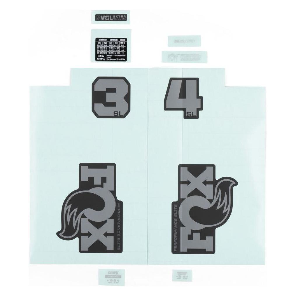 Fox Decal Kit: 2026, 34 SL, P-SE, Grey Logo, Matte Black Fork (803-04-270-821973507514)