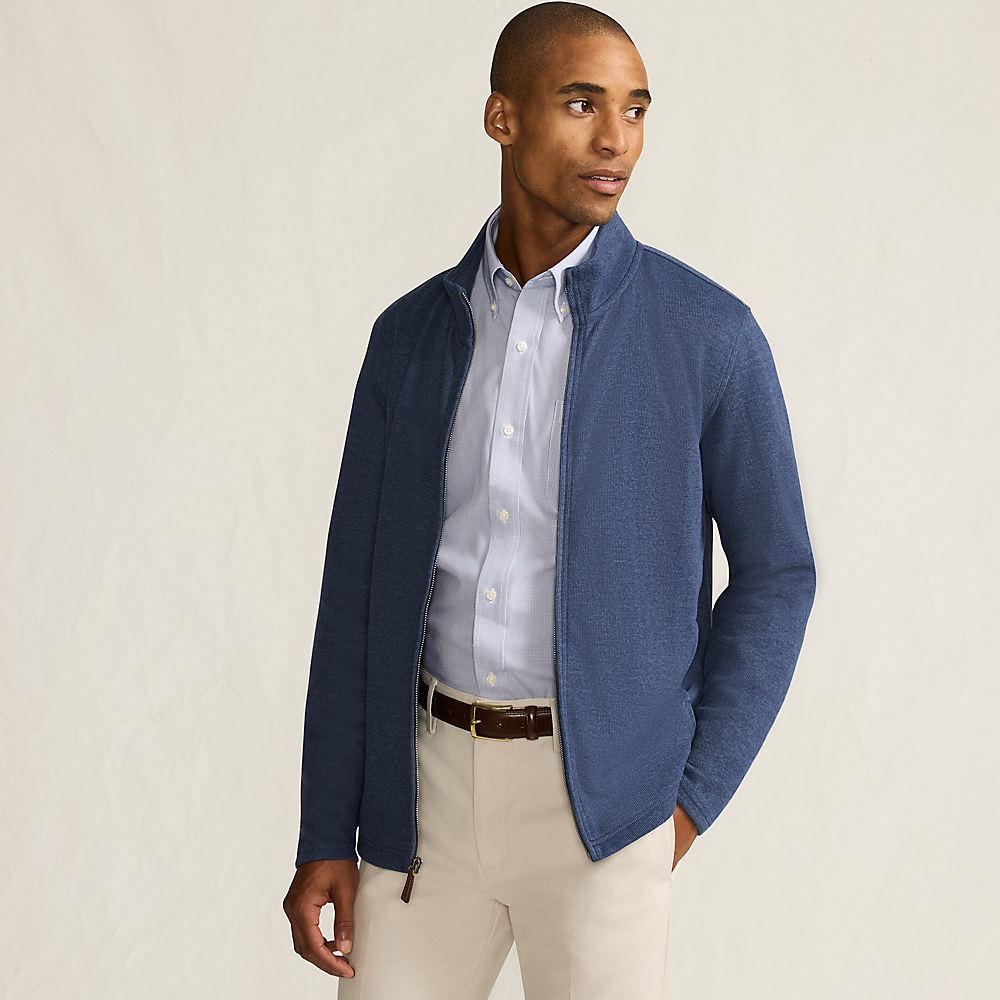 Bedford-Cardigan mit Reißverschluss, Herren, size: regular, Blau, Baumwoll-Mischung/Polyester-Mischung, by Lands' End