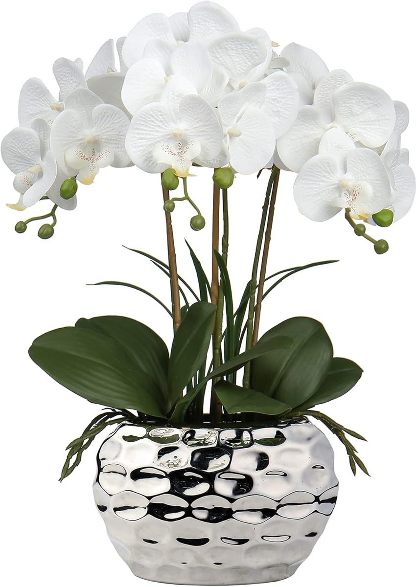 Kunstplant Orchidee met Keramisch Vaasje, 44 cm