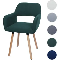 Esszimmerstuhl HWC-A50 II, Stuhl Küchenstuhl Polsterstuhl, Holz Stoff/Textil Cord (400g/m2) FSC® ~ grün
