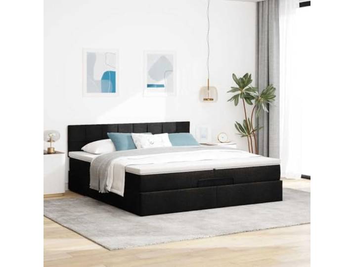 KTHLBRH Boxspringbett 200 x 200 cm schwarz mit Kopfteil Hydraulischer Aufzug, Taschenfederkernmatratze, inklusive Matratzenbezug