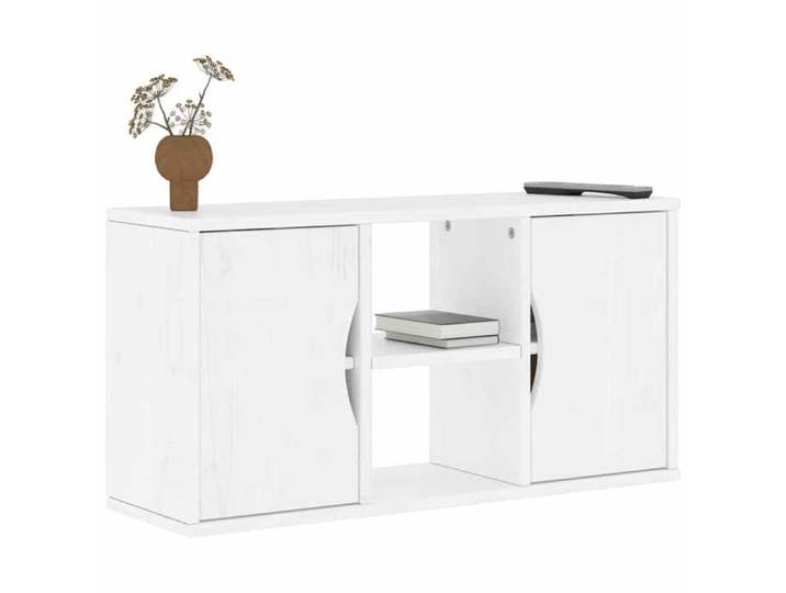 Meuble TV ODDA blanc 79x24x40 5 cm bois massif pin support TV buffet TV meuble multimédia banc TV meuble hifi 4103604