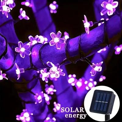 Inspired Finds Solar Cherry Blossom Flower String Lights Waterproof Outdoor Garden Decoration cherry Purple 21.33 Ft 30 Leds 2 Modes