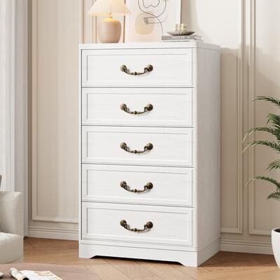 Garvee 5 Drawer Dresser for Bedroom, Vintage Chest of Drawers with Retro Handles, for Home Office