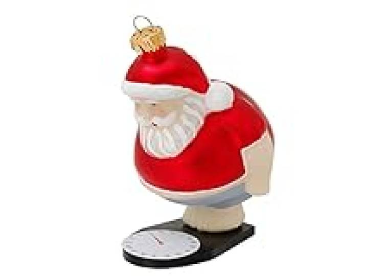 Krebs Glas Lauscha Décoration de Noël Père Noël sur balance OHOH - 11 cm