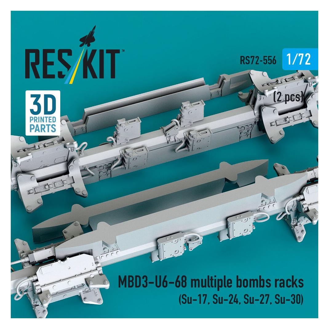 ResKit MBD3-U6-68 multiple bombs racks (2 pcs) (Su-17, Su-24, Su-27, Su-30) (3D Printed) (RS72-0556)