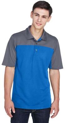 CORE365 CE101 Men's Balance Colorblock Performance Piqué Polo Shirt in True Royal/Carbon size 4XL   Polyester