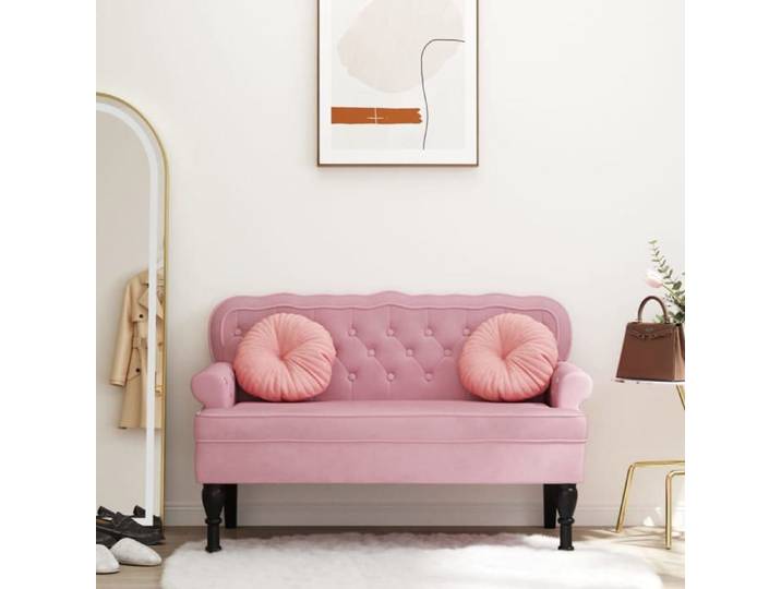 Soldes Flottants Banc Moderne/Bout de lit - CLOUD - 110 kg par siège - Siège/Banquette - avec dossier rose 119 5x64 5x75cm velours
