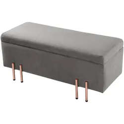 En.Casa, Sitzbank, Sitztruhe Dals Samt 118x40x42 cm Grau (118 cm)