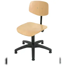 PROREGAL Spindelstuhl Arlington, kleiner pendelnder Rückenlehne, Sitzhöhe 41-54cm, Buche, Kunststoff-Fußkreuz, Gleiter