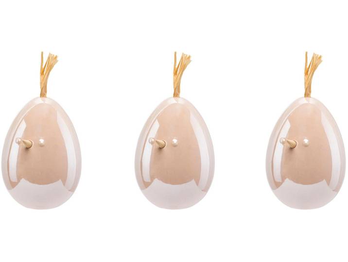 Osterei CREATIV HOME Huhn, Ei mit Applikation , rosa, B:10cm H:17cm T:9cm, Keramik, Dekofiguren, Osterei, Frühjahrsdeko aus Keramik