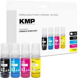 KMP, Druckerpatrone, Patrone Canon GI55 MultiPack bk,c,m,y kompatibel (BK, C, M, Y)
