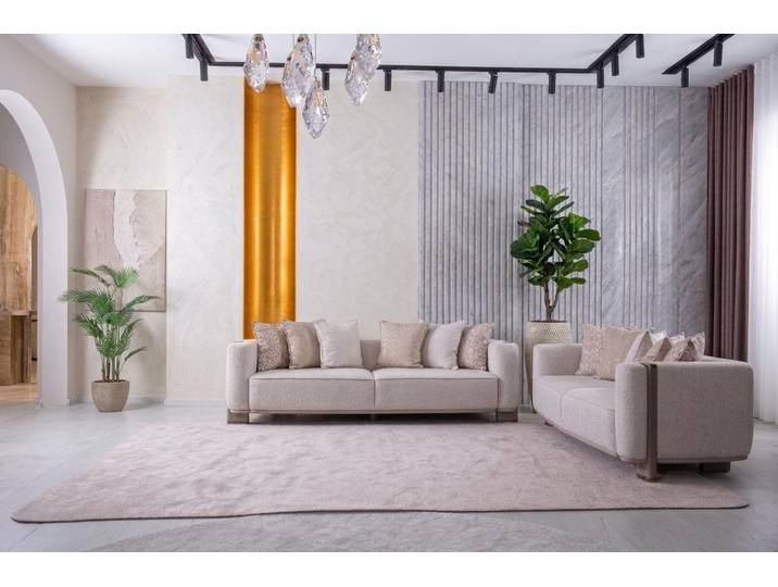 Xlmoebel Polstergarnitur Modernes weißes Wohnensemble mit komfortablen Sofas und Kissen, (2-tlg), Made in Europa
