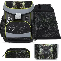 Belmil Belmil Mini-Fit ergonomisches Schulranzen-Set 4-teilig "Black Panther" Koffer24
