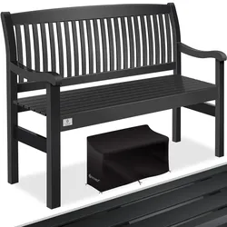 KESSER® Gartenbank Holz Holzbank wetterfest   Für 3 bis 4 Personen   Parkbank aus Massivholz   Sitzbank 320 kg belastbar   Balkonbank Bank für Balkon Terrasse & Garten inkl. Cover